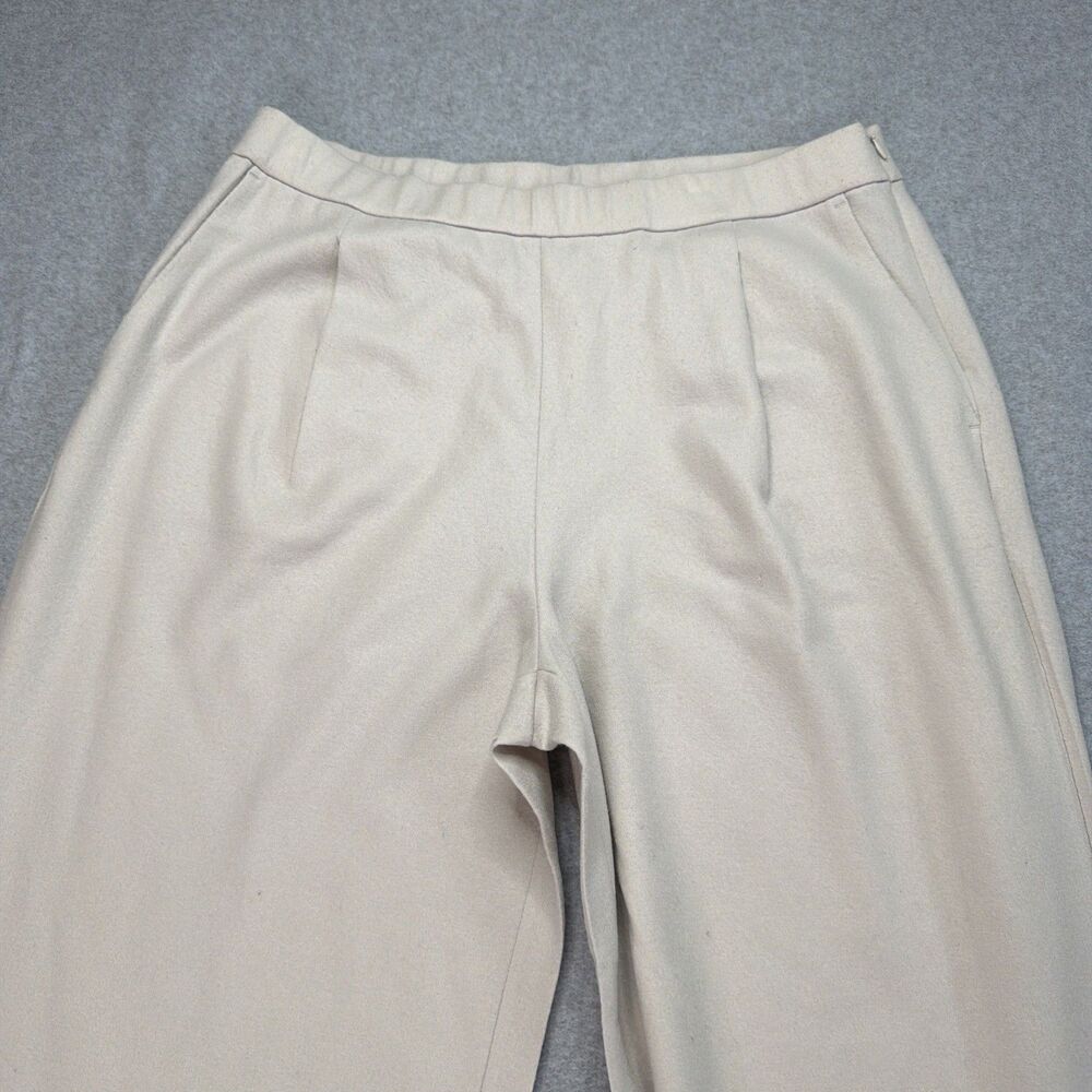 Eileen Fisher Wool Wide Leg Pants Large Ivory Elastic Waist Capsule Minimalist - Picture 5 of 16